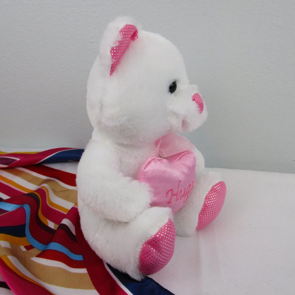 💕Kids Host Pick💕 Plush White Teddy Bear with Satin Heart - Picture 2 of 6